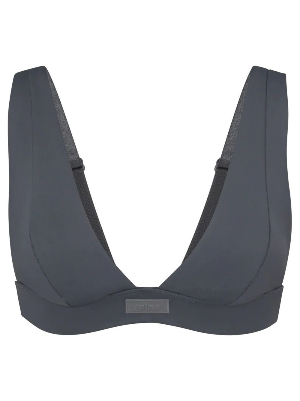 SKIMS Signature Swim Plunge Bikini Top Gunmetal